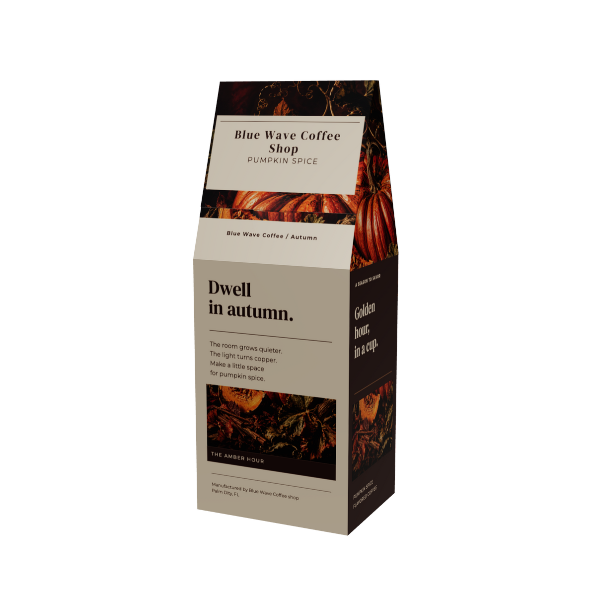 Medium roast Pumpkin Spice coffee with rich body and balanced acidity